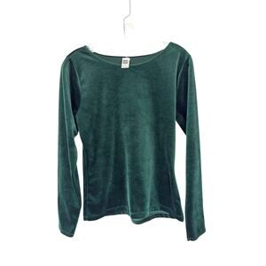 Gap Velvet Shirt Vintage Green Basic Moody Gremlin Earthy Long‎ Sleeve Medium